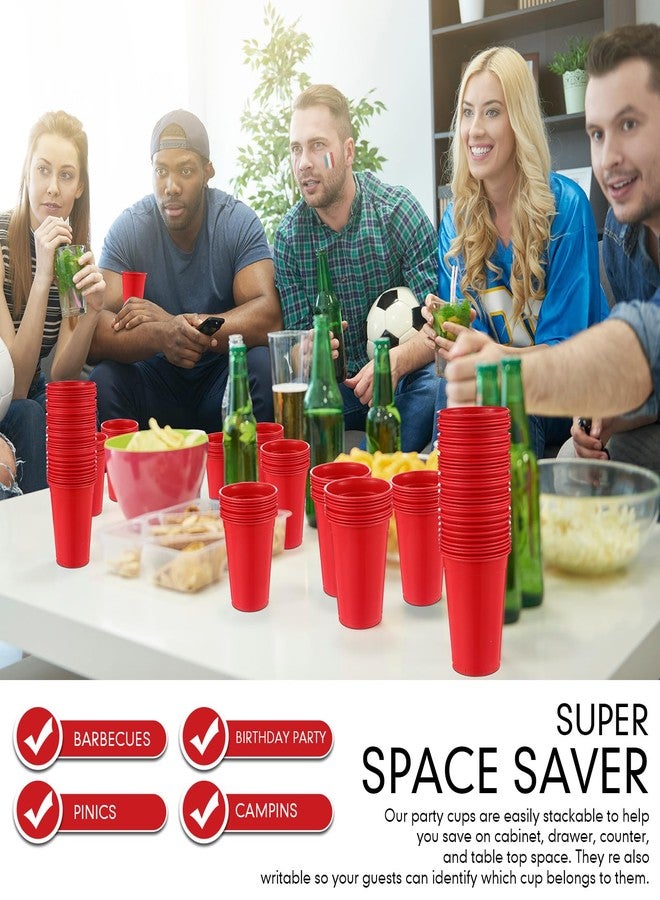 Jingmore مجموعة جينغمور من 200 كوب بلاستيكي أحمر سعة 16 أونصة، مثالية للحفلات، أكواب شرب متينة للاستخدام مرة واحدة، أكواب بلاستيكية حمراء قابلة للتكديس، مناسبة للنزهات ورأس السنة وعيد الحب وحفلات أعياد الميلاد. - Image 5